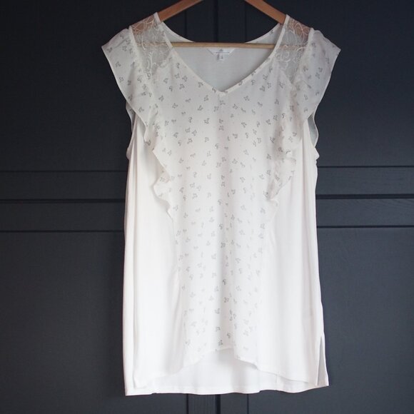Camber & Grace | Flutter Sleeve Mixed Media Top - Picture 1 of 6